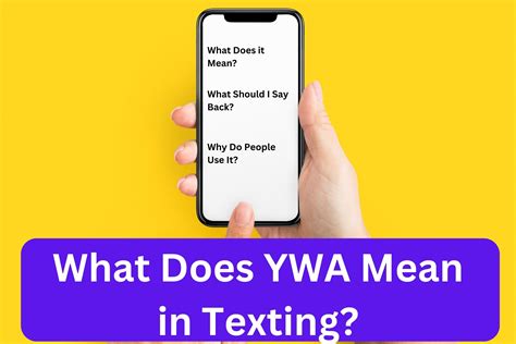 ywa meaninf|What Does YWA Mean in Texting (With Examples)